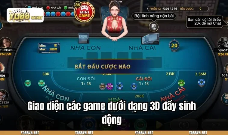 Giao diện các game dưới dạng 3D đầy sinh động